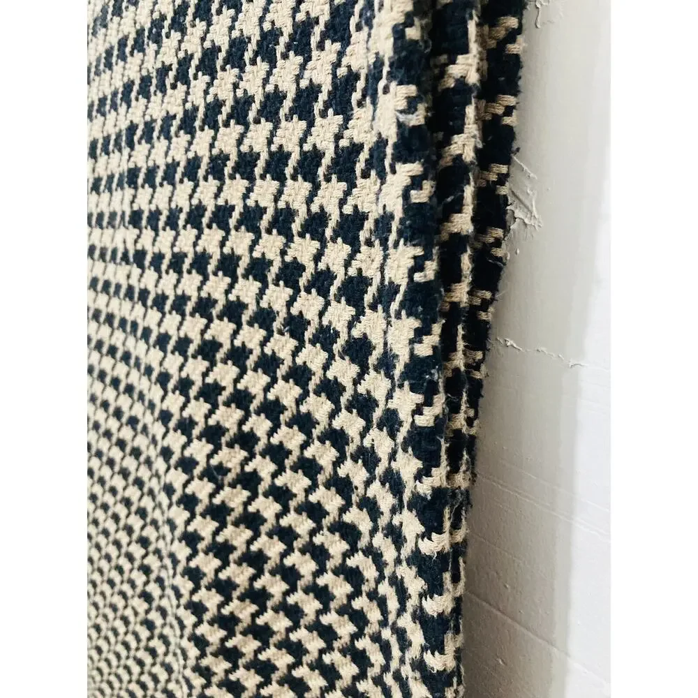Rare Cremieux Daniel Houndstooth Cotton Queen Blanket Brown Black Large Coverlet